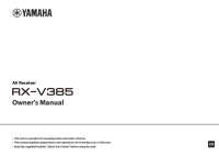 Yamaha RX-V385 - Owners manual 